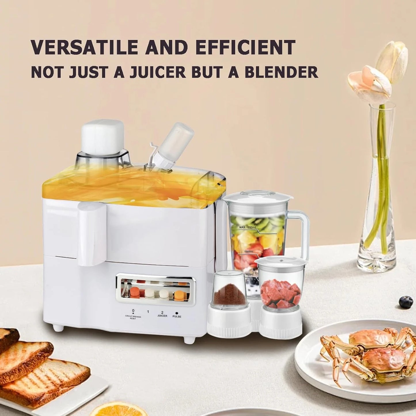 Robot Multifunctional 4 in 1 Blender, Storcator, Rasnita, Masina tocat, 2000W