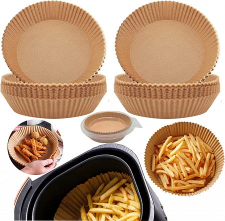 Friteuză cu Aer Cald, Fara Ulei, Air Fryer capacitate 6L, Ecran Digital, Functie de Coacere + SET 100 Hartii de Copt