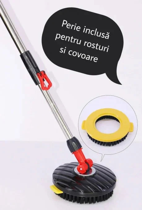 Set Mop Magic Rotativ 360 cu Talpa și Cuva din Inox, 4 Rezerve Diferite + Perie Rosturi, Covoare Incluse