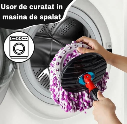 Set Mop Magic Rotativ 360 cu Talpa și Cuva din Inox, 4 Rezerve Diferite + Perie Rosturi, Covoare Incluse