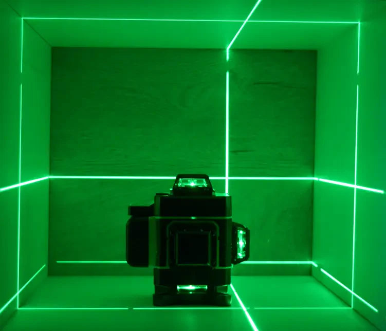Kit Nivela Laser, autonivelare, telecomandă, trepied, 16 linii verzi, 4×360°