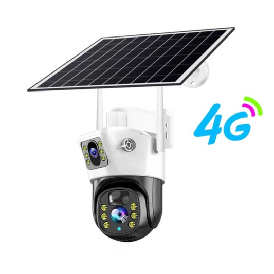 Cameră smart IP cu lentilă duală, cartelă sim 4G, Cameră IR fără fir, Alarmă mișcare, microfon